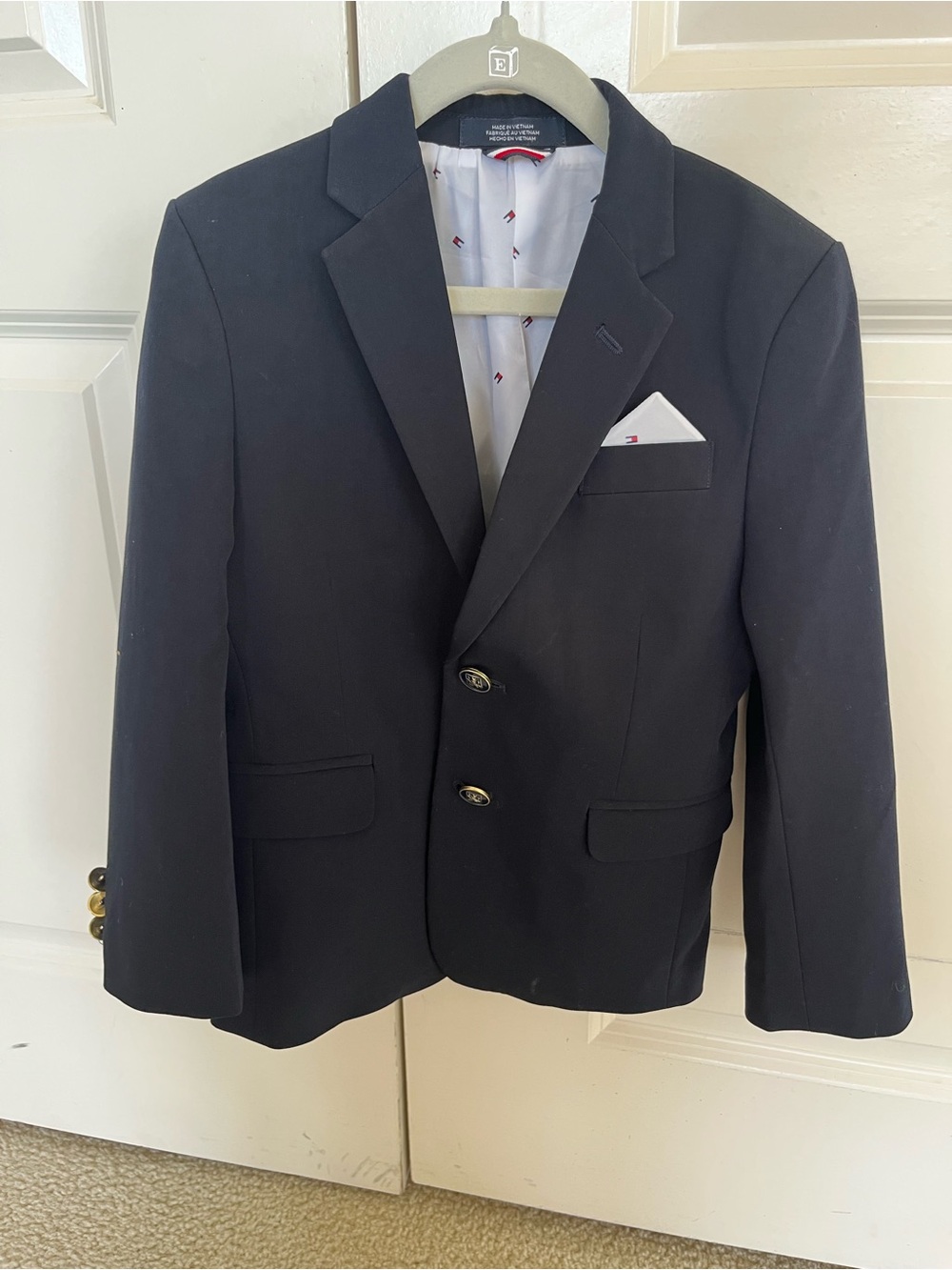 Tommy Hilfiger Boys' Navy Blazer with Pocket Square